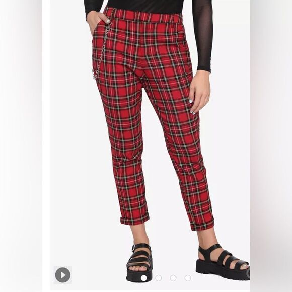 Hot Topic Pants - Hot Topic Red Plaid Pants With Detachable Chain